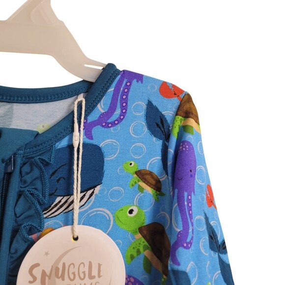 Snuggle Bums Bamboo 9-12 M Baby Girl Under The Sea Zippy Ruffled Sleepwear Ocean - Picture 14 of 16